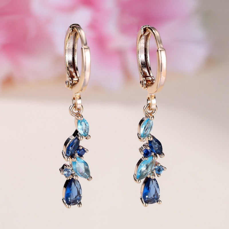 Champagne Gold Aquamarine & Diamond Earrings