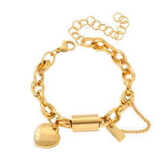 Versatile Titanium Bracelet With A Heart-shaped Pendant