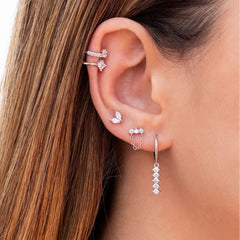 Copper-Inlaid Zircon Hoop & Stud Earring Set